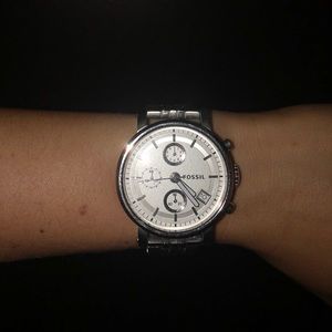 Silver Fossil Watch